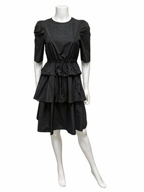 SEE BY CHLOE | Black Puff Sleeve Tiered Midi Dress XS (FR 34)